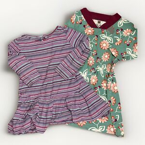 Tea Collection 3T Long Sleeve Dress Bundle Lot Teal Pink Blue Teal Stripe Floral